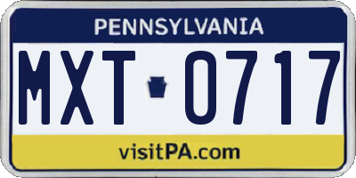 PA license plate MXT0717