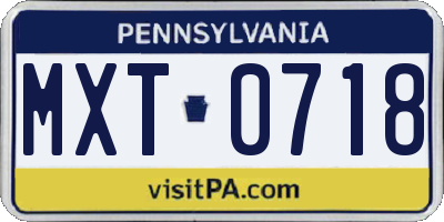 PA license plate MXT0718