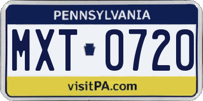 PA license plate MXT0720