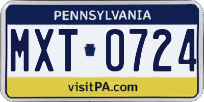PA license plate MXT0724