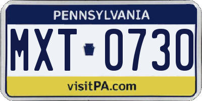 PA license plate MXT0730