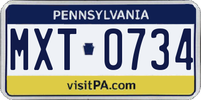 PA license plate MXT0734