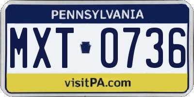 PA license plate MXT0736
