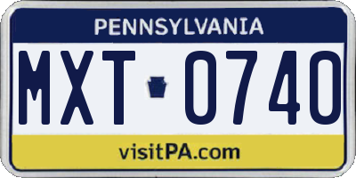 PA license plate MXT0740