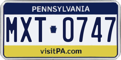 PA license plate MXT0747