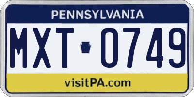 PA license plate MXT0749