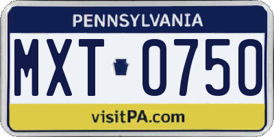 PA license plate MXT0750
