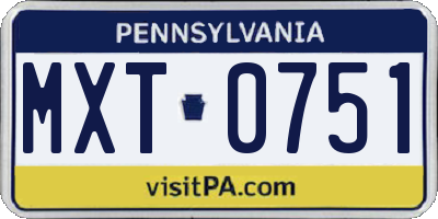 PA license plate MXT0751
