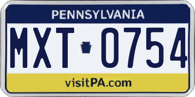 PA license plate MXT0754