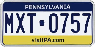 PA license plate MXT0757