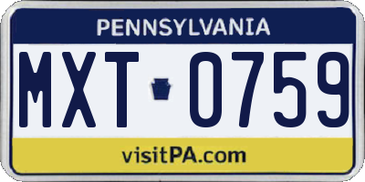 PA license plate MXT0759