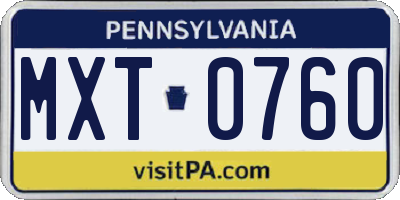 PA license plate MXT0760