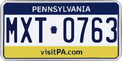 PA license plate MXT0763