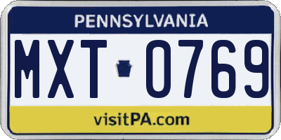 PA license plate MXT0769