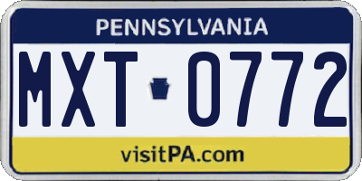 PA license plate MXT0772