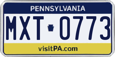 PA license plate MXT0773