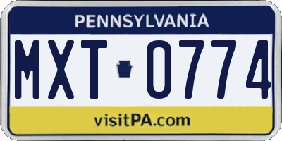 PA license plate MXT0774
