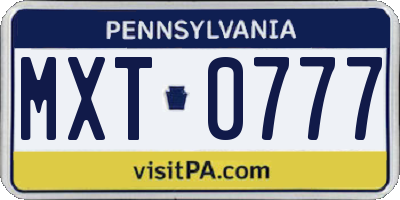 PA license plate MXT0777