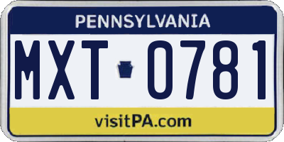 PA license plate MXT0781