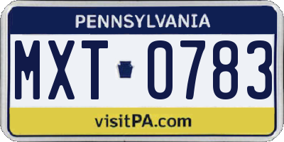 PA license plate MXT0783