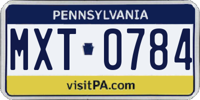 PA license plate MXT0784