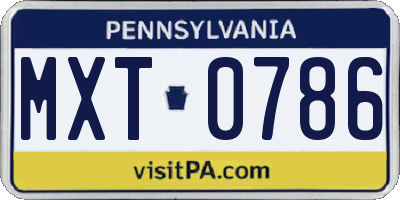 PA license plate MXT0786