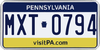 PA license plate MXT0794
