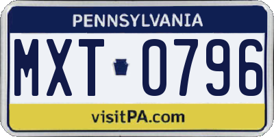 PA license plate MXT0796