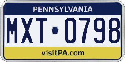 PA license plate MXT0798