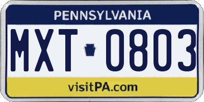 PA license plate MXT0803