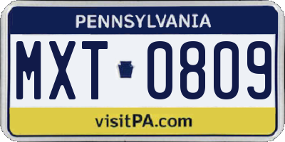 PA license plate MXT0809