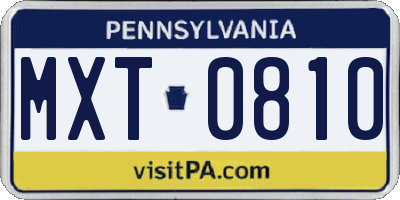 PA license plate MXT0810
