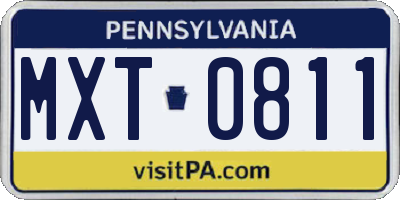 PA license plate MXT0811