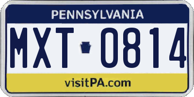 PA license plate MXT0814