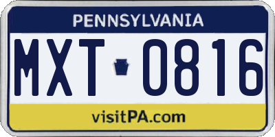 PA license plate MXT0816