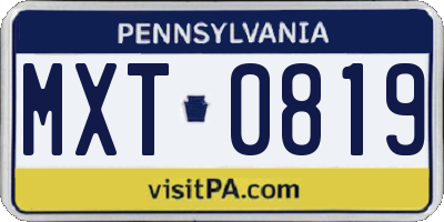 PA license plate MXT0819