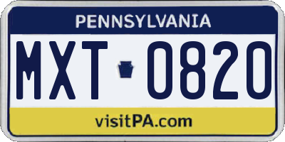 PA license plate MXT0820
