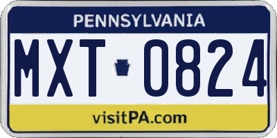 PA license plate MXT0824