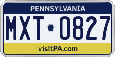 PA license plate MXT0827