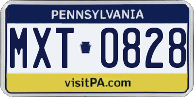 PA license plate MXT0828