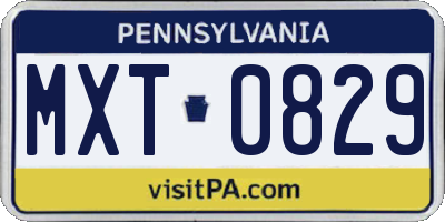 PA license plate MXT0829
