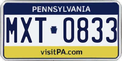 PA license plate MXT0833