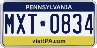 PA license plate MXT0834