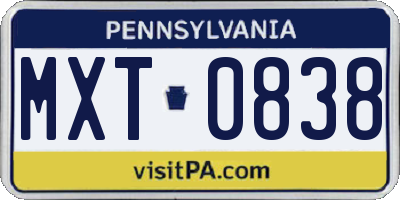 PA license plate MXT0838