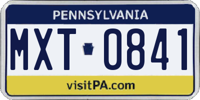 PA license plate MXT0841