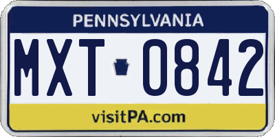 PA license plate MXT0842