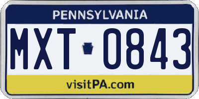 PA license plate MXT0843