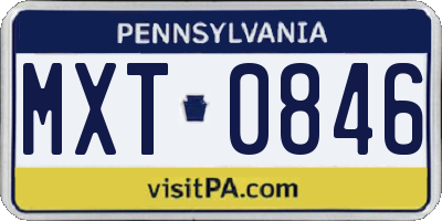 PA license plate MXT0846