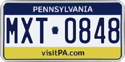PA license plate MXT0848