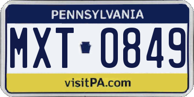 PA license plate MXT0849